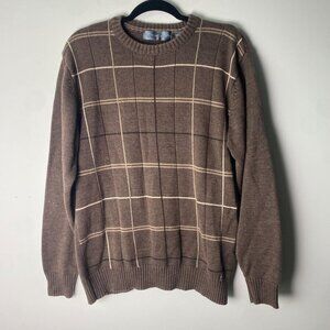 Oscar De La Renta Brown Squares Sweater Size Large